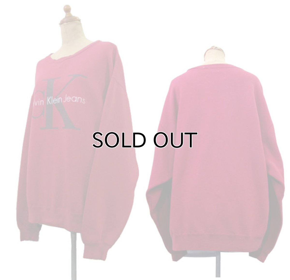 画像2: 1990's "Calvin Klein Jeans" Pullover Print Sweat　RED　size L 位 (表記 なし) (2)