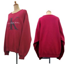 画像2: 1990's "Calvin Klein Jeans" Pullover Print Sweat　RED　size L 位 (表記 なし) (2)