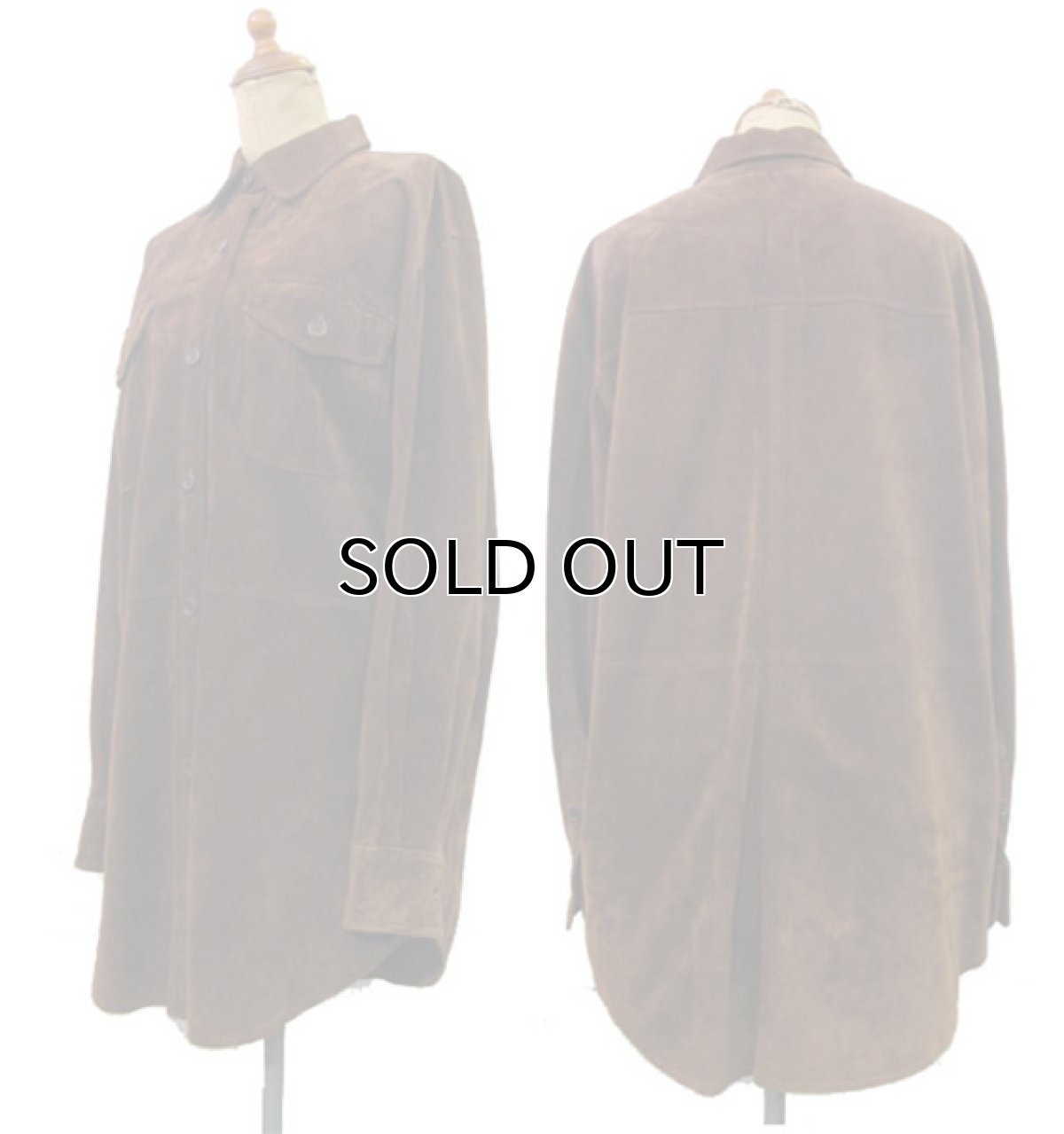 画像2: "LAUREN Ralph Lauren" Leather Shirts　D.BROWN　size M 位 (表記 S) (2)