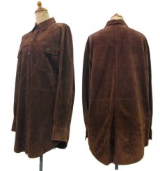 画像2: "LAUREN Ralph Lauren" Leather Shirts　D.BROWN　size M 位 (表記 S) (2)