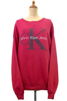 画像1: 1990's "Calvin Klein Jeans" Pullover Print Sweat　RED　size L 位 (表記 なし) (1)