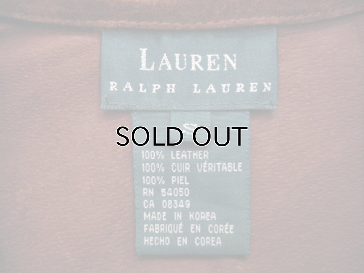 画像4: "LAUREN Ralph Lauren" Leather Shirts　D.BROWN　size M 位 (表記 S) (4)