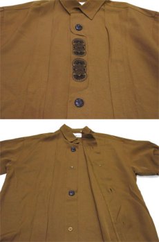 画像4: 1980's~ "PRONTI" L/S Design Rayon Shirts　Mustard系　size L (表記 M 10-12) (4)