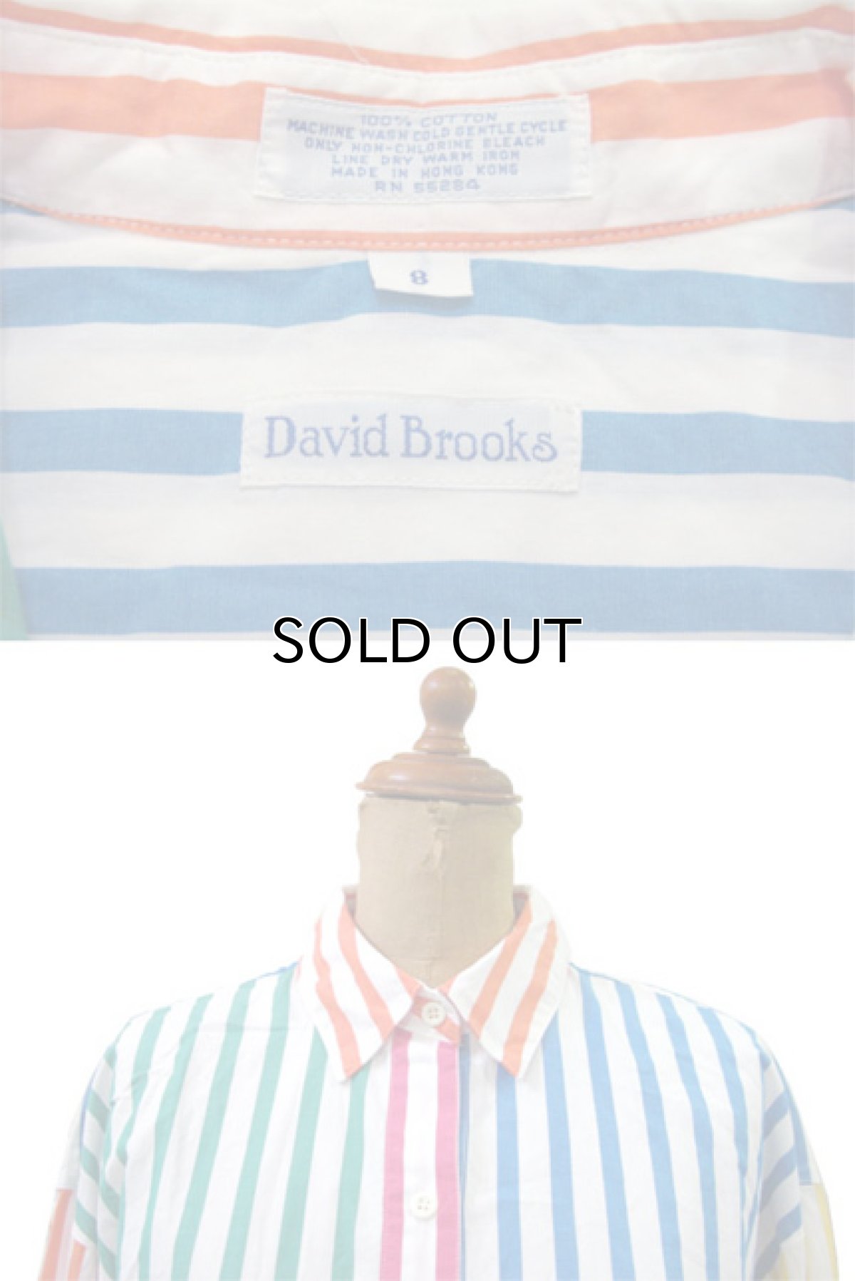 画像3: 1980's~ "David Brooks" L/S Stripe Broad Shirts Multi Collar size L (表記 8) (3)