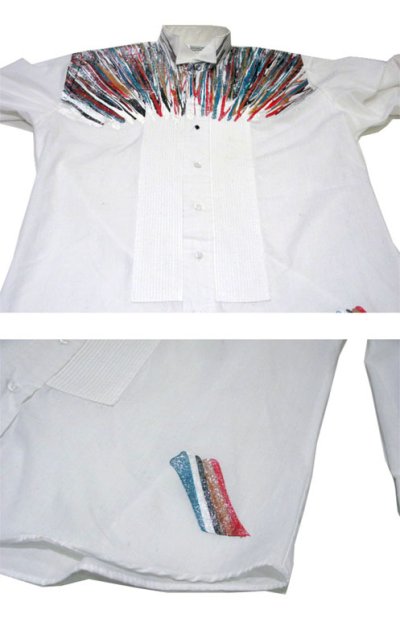 画像1: ~1980's "Broadway Tuxmakers" Wing Collar L/S Tuck Shirts　WHITE　size S (表記 S 32-33)