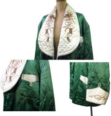 画像3: 1950's Souvenir Satin Gown　GREEN / NATURAL　size Free (表記 なし) (3)
