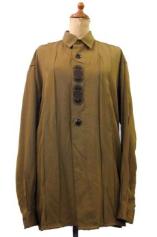 画像1: 1980's~ "PRONTI" L/S Design Rayon Shirts　Mustard系　size L (表記 M 10-12) (1)