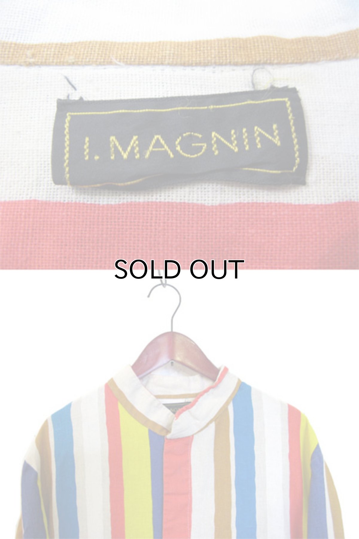 画像3: ~1970's "I.MAGNIN" Stand Collar Long Shirts Multi Stripe size Mぐらい (表記 M) (3)