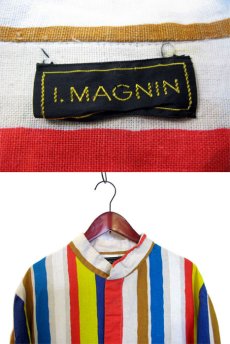 画像3: ~1970's "I.MAGNIN" Stand Collar Long Shirts　Multi Stripe　size Mぐらい (表記 M) (3)