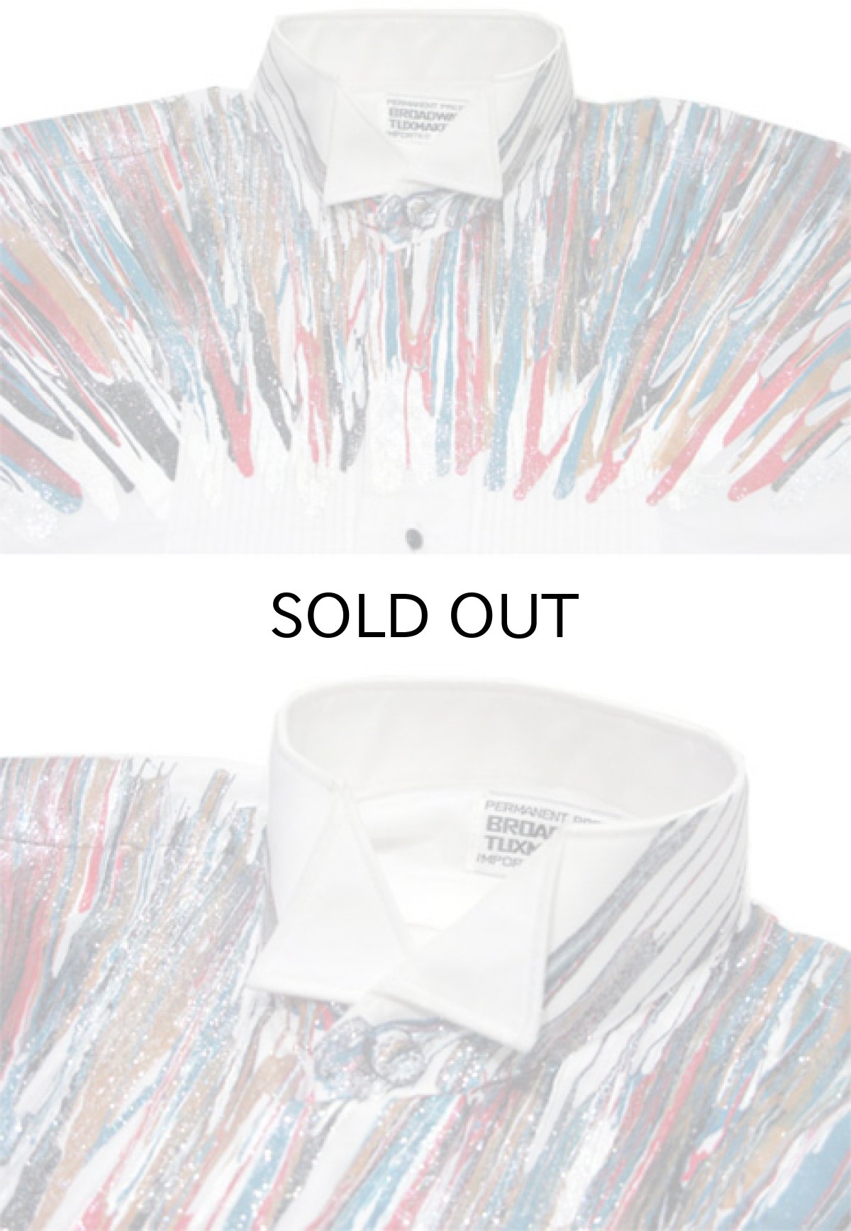 画像4: ~1980's "Broadway Tuxmakers" Wing Collar L/S Tuck Shirts WHITE size S (表記 S 32-33) (4)