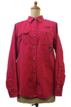 画像1: "LAUREN Ralph Lauren" Design Corduroy Shirts　RED　size S (表記 M) (1)