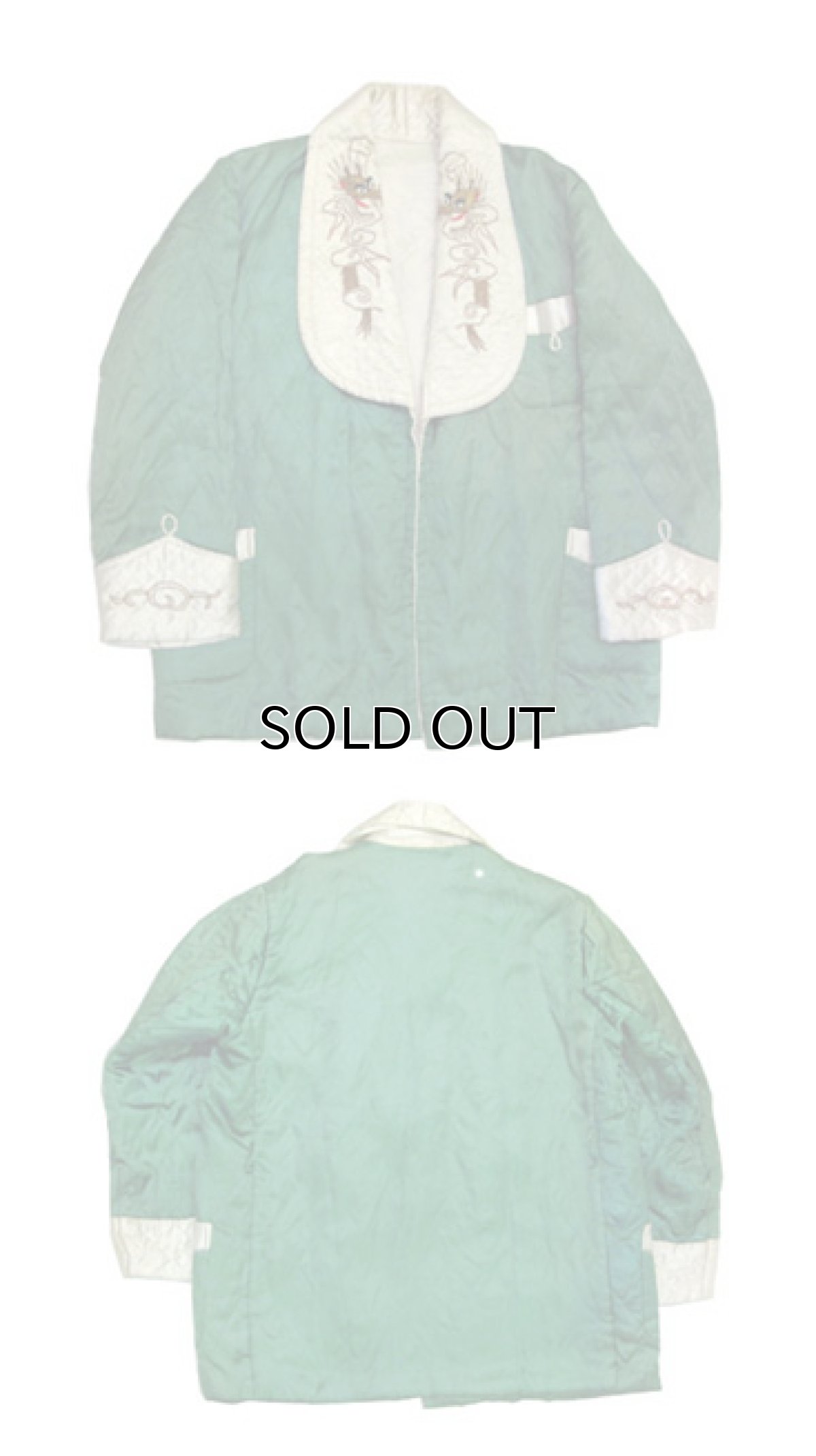 画像4: 1950's Souvenir Satin Gown　GREEN / NATURAL　size Free (表記 なし) (4)