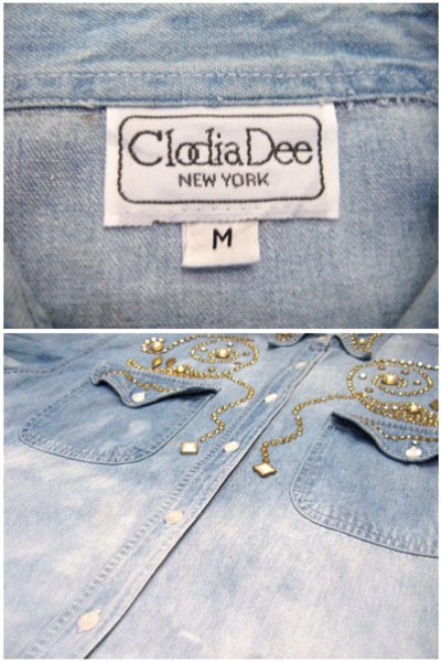 画像2: 1980's~ "Clodia Dee" Rhinestone Denim L/S Shirts　Blue Denim　size M-L (表記 M)