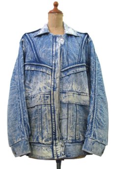 画像1: 1990's Europe Acid Wash Design Denim Jacket　Blue Denim　size M- L (表記 なし) (1)