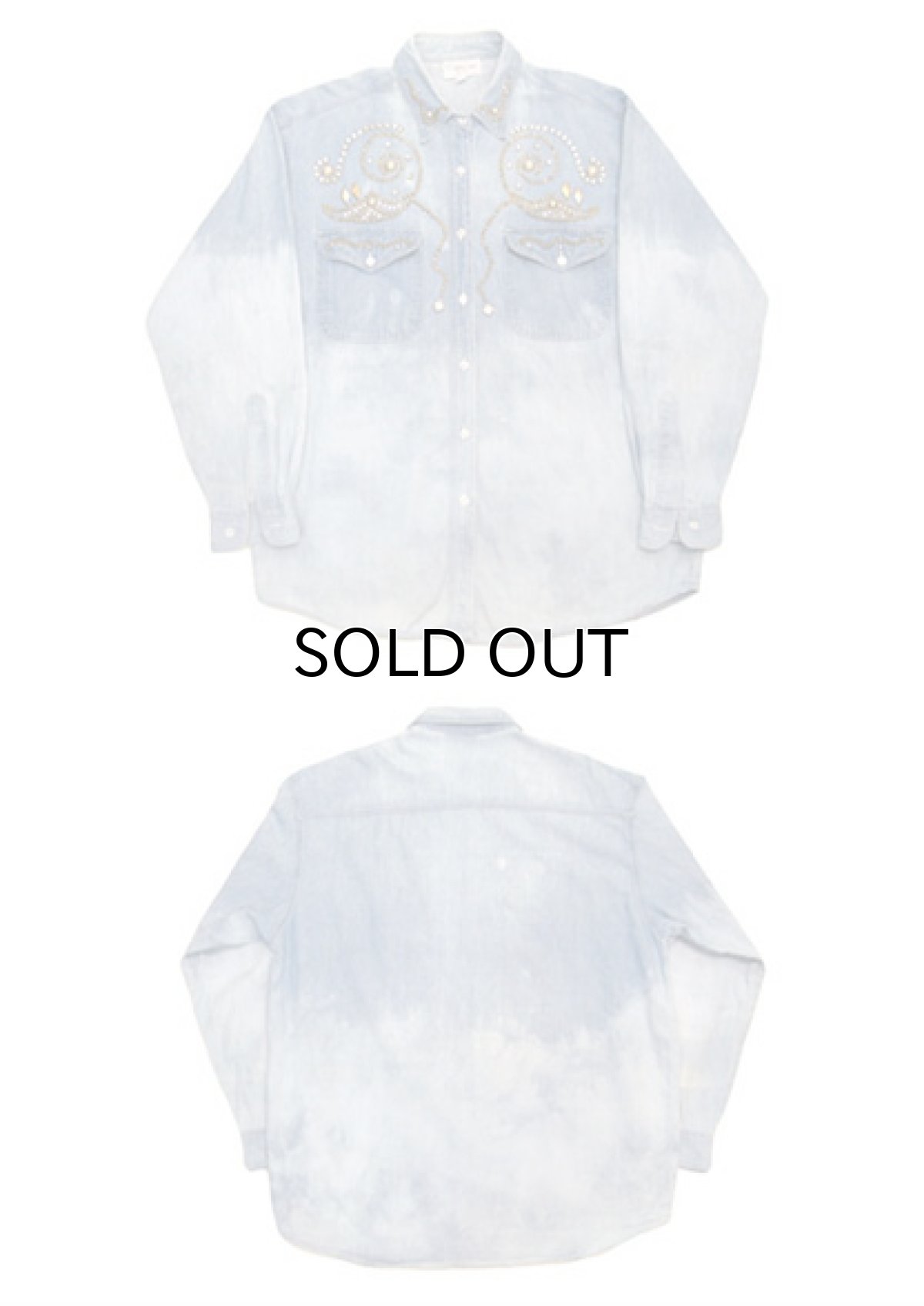 画像4: 1980's~ "Clodia Dee" Rhinestone Denim L/S Shirts Blue Denim size M-L (表記 M) (4)