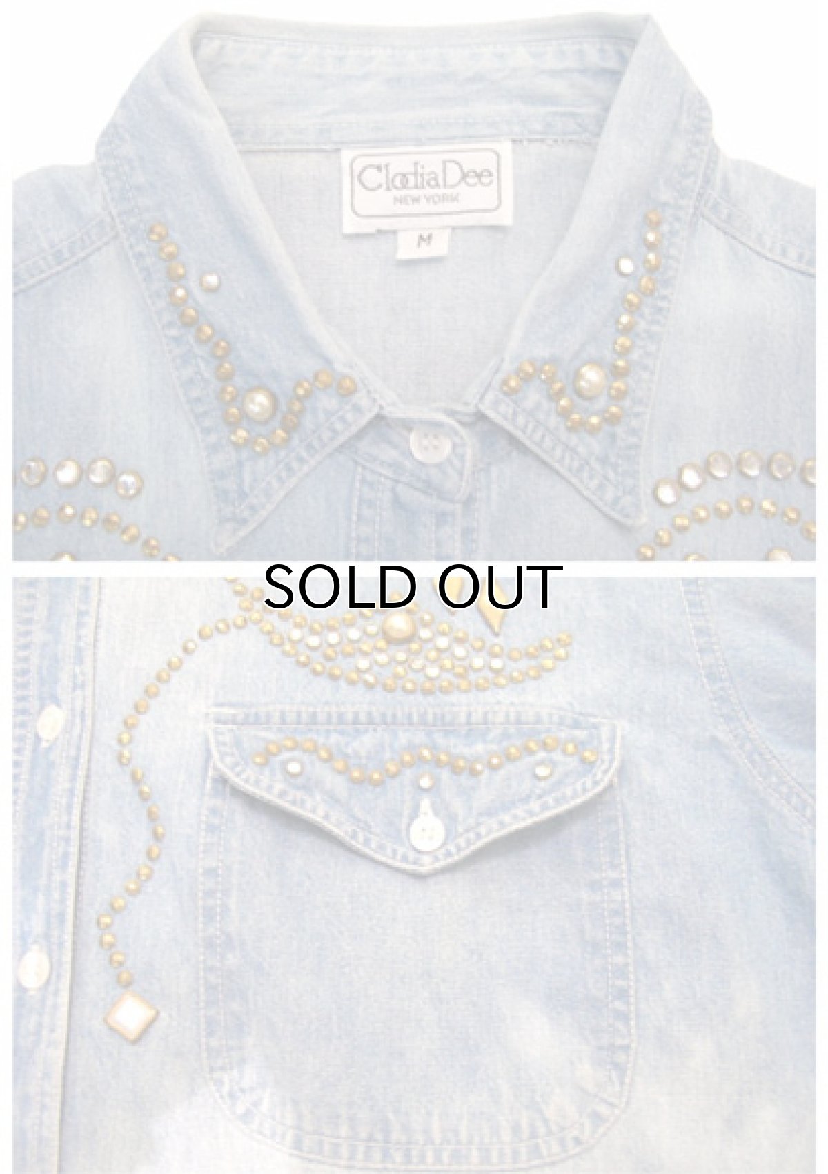 画像5: 1980's~ "Clodia Dee" Rhinestone Denim L/S Shirts Blue Denim size M-L (表記 M) (5)