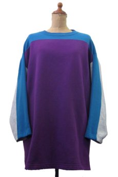 画像1: 1990's Pullover Football Style Sweat　3-Tone BLUE / PURPLE / GREY　size L 位 (表記 なし) (1)