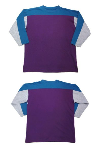 画像1: 1990's Pullover Football Style Sweat　3-Tone BLUE / PURPLE / GREY　size L 位 (表記 なし)