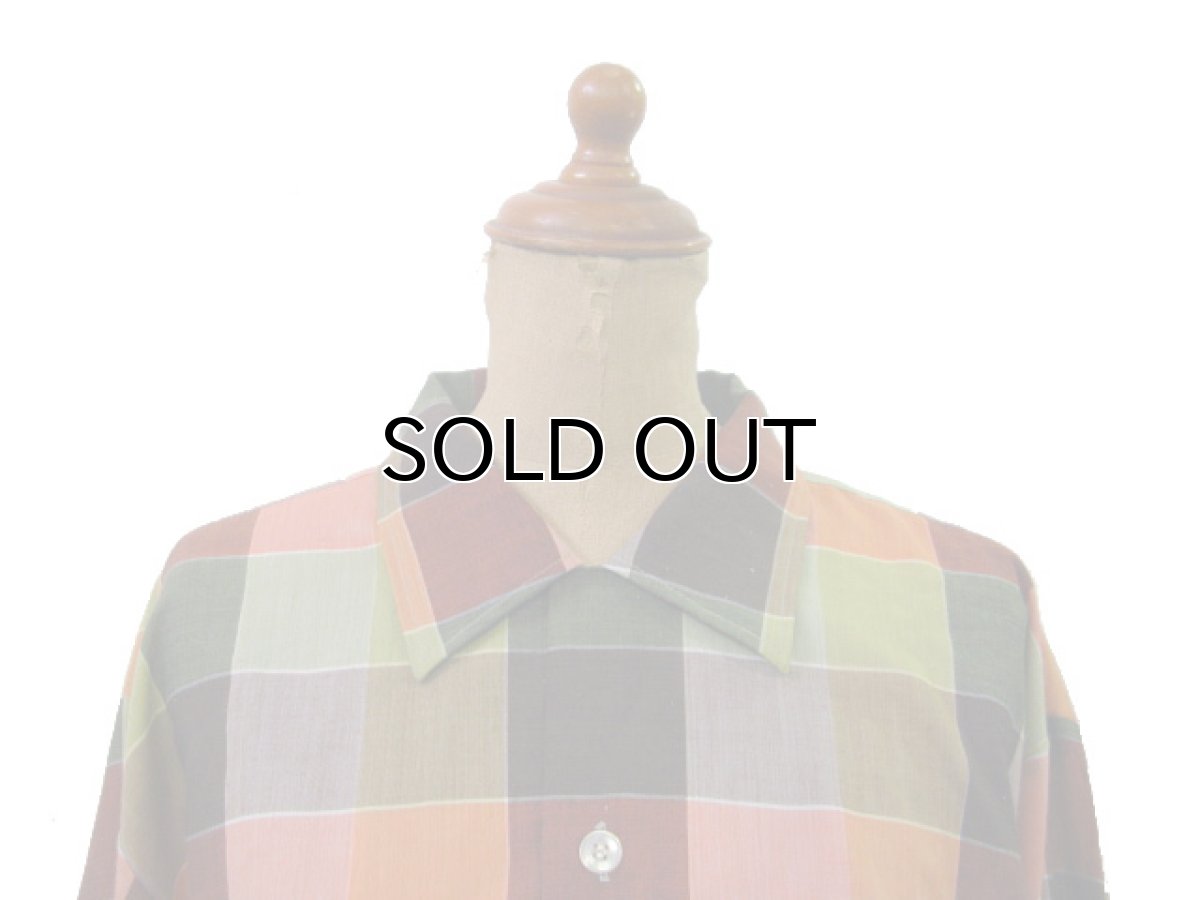 画像3: 1960's "Wrinkle Free" OLD L/S Shirts Check Pattern　RED / GREEN 系　size L (表記 16-16 1/2 L) (3)