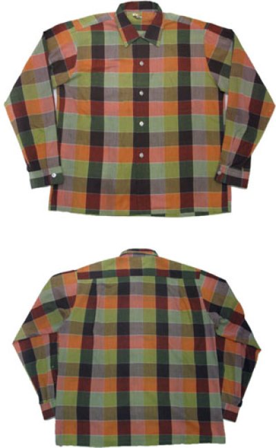 画像1: 1960's "Wrinkle Free" OLD L/S Shirts Check Pattern　RED / GREEN 系　size L (表記 16-16 1/2 L)