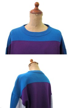 画像3: 1990's Pullover Football Style Sweat　3-Tone BLUE / PURPLE / GREY　size L 位 (表記 なし) (3)