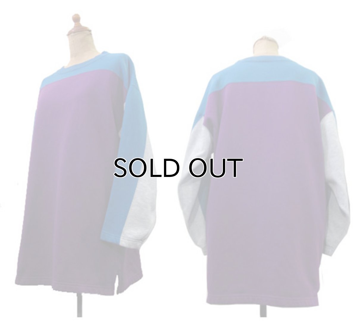 画像2: 1990's Pullover Football Style Sweat 3-Tone BLUE / PURPLE / GREY size L 位 (表記 なし) (2)