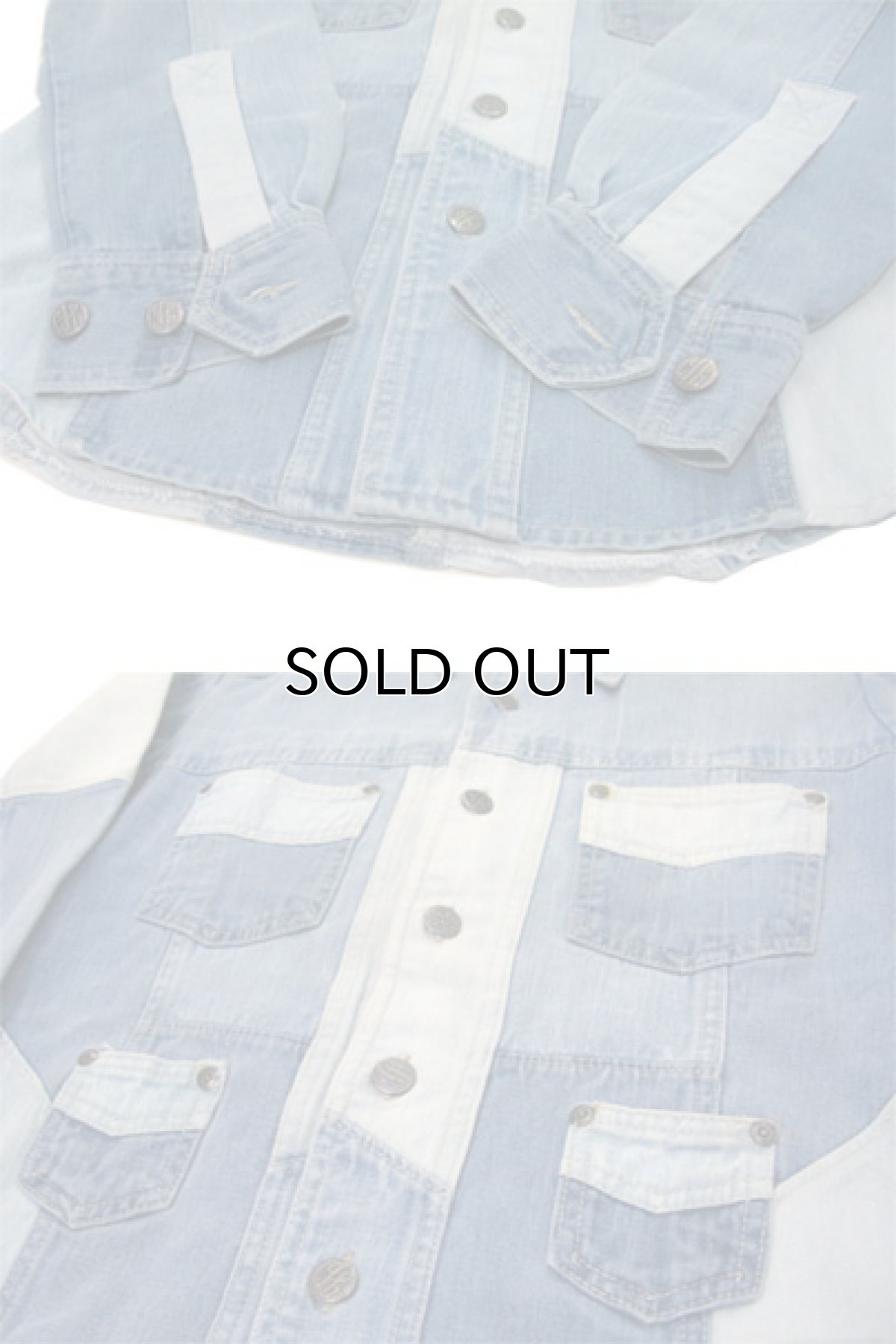 画像5: 1970's  OLD Patch Work Denim L/S Shirts BLUE 系 size S (表記 M) (5)