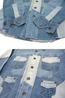 画像5: 1970's  OLD Patch Work Denim L/S Shirts　BLUE 系　size S (表記 M) (5)