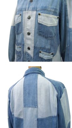 画像3: 1970's  OLD Patch Work Denim L/S Shirts　BLUE 系　size S (表記 M) (3)