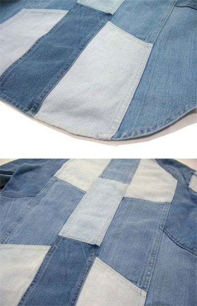 画像2: 1970's  OLD Patch Work Denim L/S Shirts　BLUE 系　size S (表記 M)