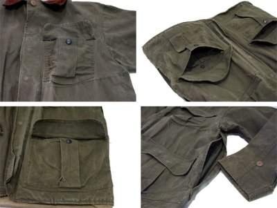 画像1: 1940's~ "HINSON" Corduroy Collar Hunting Jacket　OLIVE　size M-L位  (表記 38)