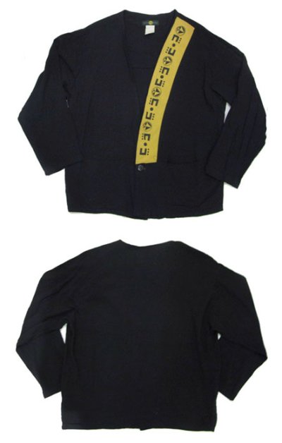 画像1: 1980's~ "FETISH BLUES" Cardigan Type Collarless Jacket　BLACK　size M- L 位 (表記 不明)