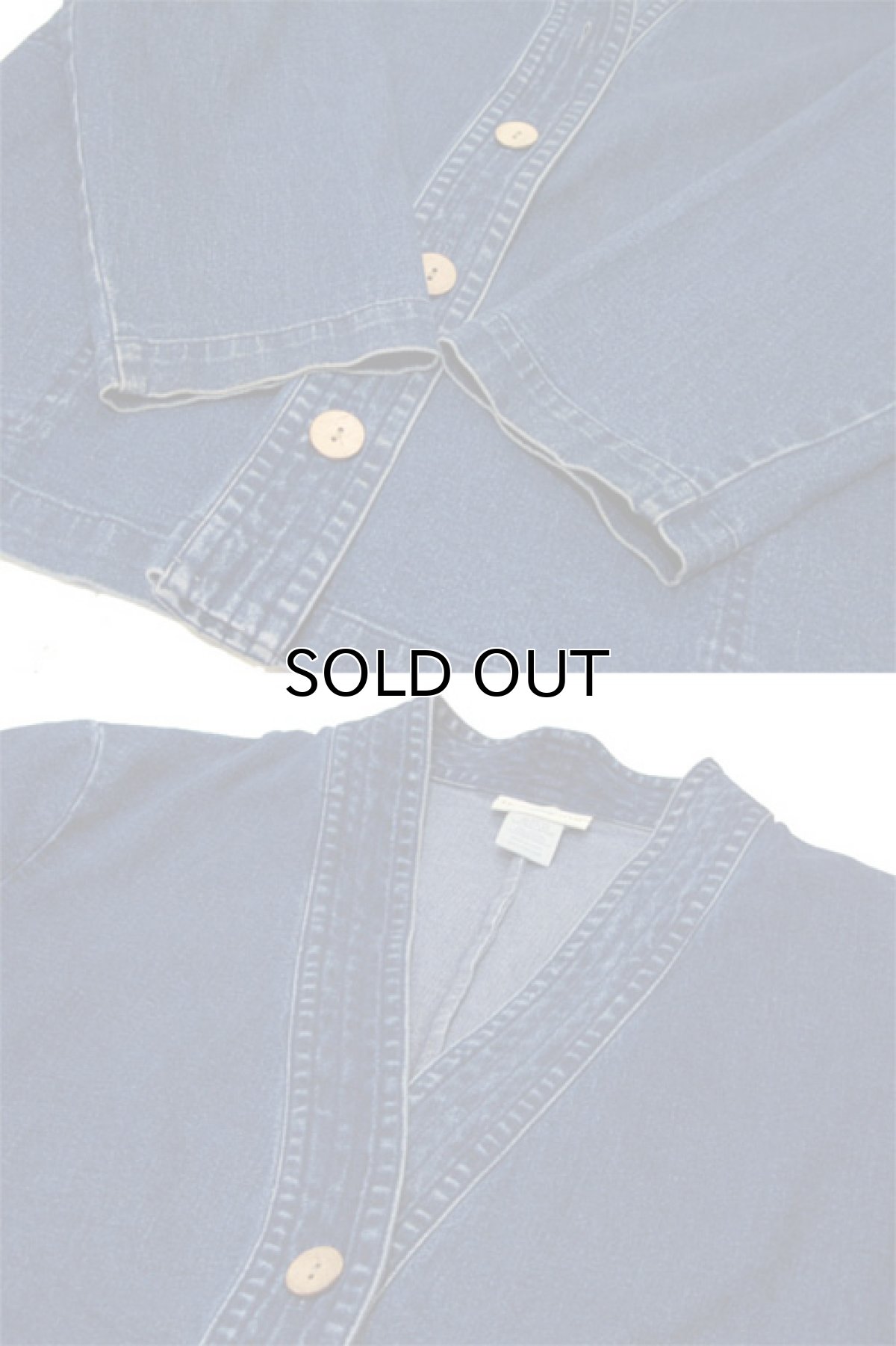 画像3: "TRAVEL SMITH" Collarless Denim Cotton Jacket　Blue Denim　sizeL-XL 位 (表記 Women XL) (3)