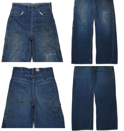 画像1: 1940's"Casey Jones x Big8" Denim Work Pants with Cinch Back　size  w 31.5 inch (表記 なし)