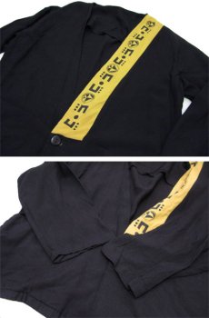 画像3: 1980's~ "FETISH BLUES" Cardigan Type Collarless Jacket　BLACK　size M- L 位 (表記 不明) (3)