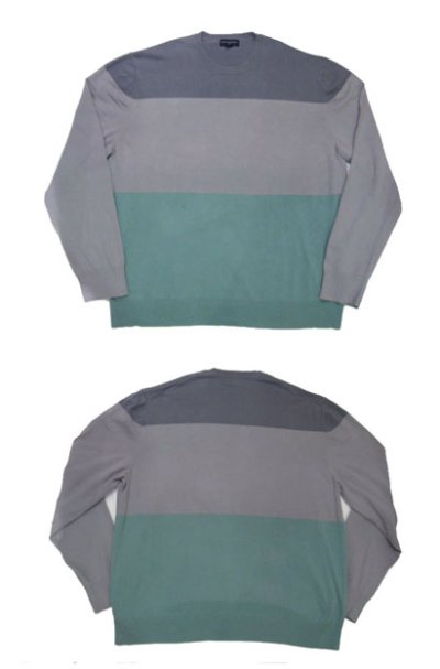 画像1: 1990's~ "BANANA REPUBLIC" Pullover Cotton Sweater　GREY-GREEN　size L (表記 XXL)