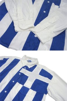 画像3: 1980's~ EUROPE L/S Design Cotton Shirts　WHITE / BLUE　size S (表記 XS) (3)