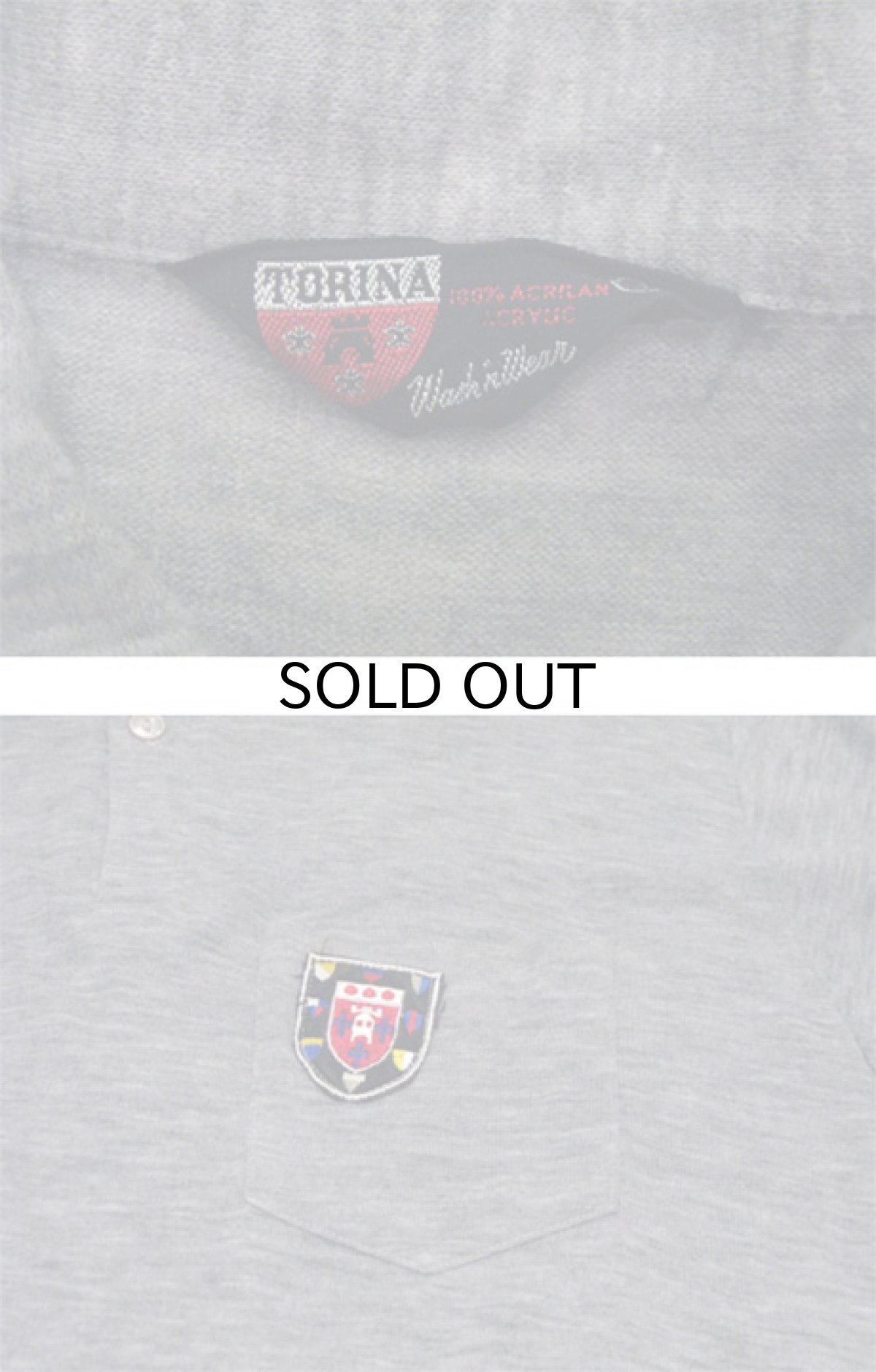 画像2: 1970's "TORINA" L/S Mods Shirts Polo Style　Heather Grey　size M-L (表記 L) (2)
