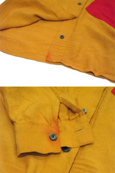 画像2: 1980's~ "ANGELA TONG" L/S Design Rayon Shirts　Mustard系　size S (表記 6)