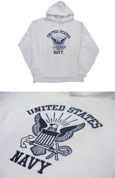 画像3: 1980's~ "U.S.NAVY" Print Sweat Parka　color : WHITE　size M 位 (表記 なし) (3)