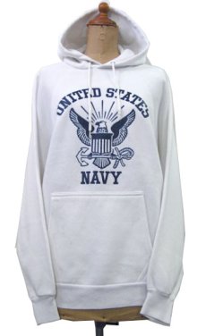 画像1: 1980's~ "U.S.NAVY" Print Sweat Parka　color : WHITE　size M 位 (表記 なし) (1)