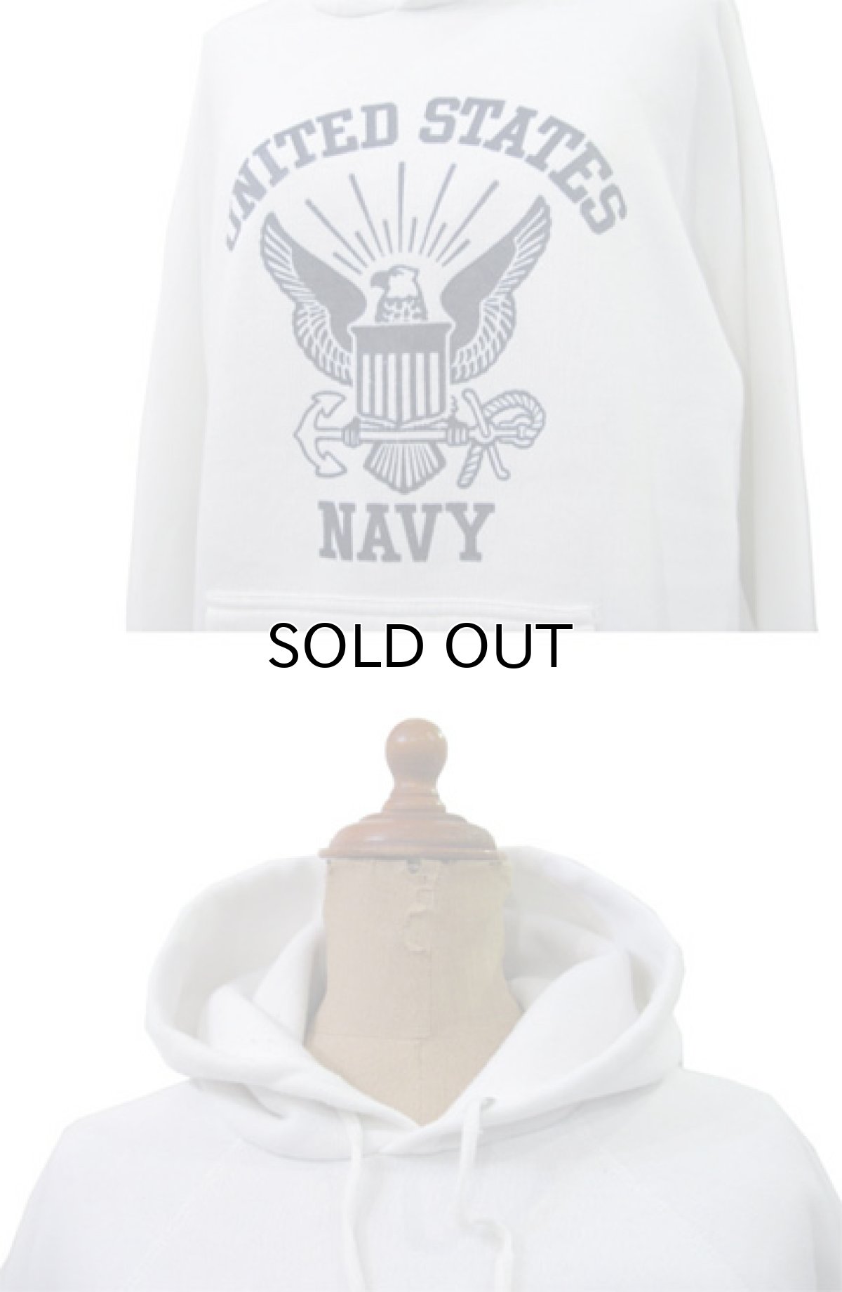 画像4: 1980's~ "U.S.NAVY" Print Sweat Parka color : WHITE size M 位 (表記 なし) (4)