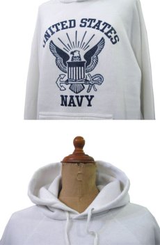 画像4: 1980's~ "U.S.NAVY" Print Sweat Parka　color : WHITE　size M 位 (表記 なし) (4)