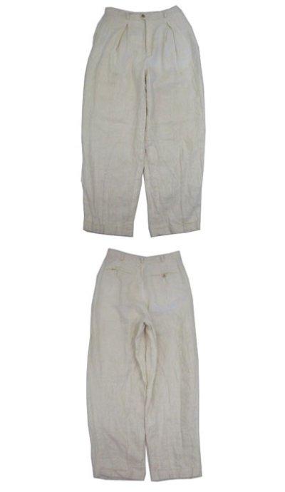 画像1: 1980's "BANANA REPUBLIC" Two-Tuck Linen Trousers　NATURAL　size 28 inch (表記 なし)