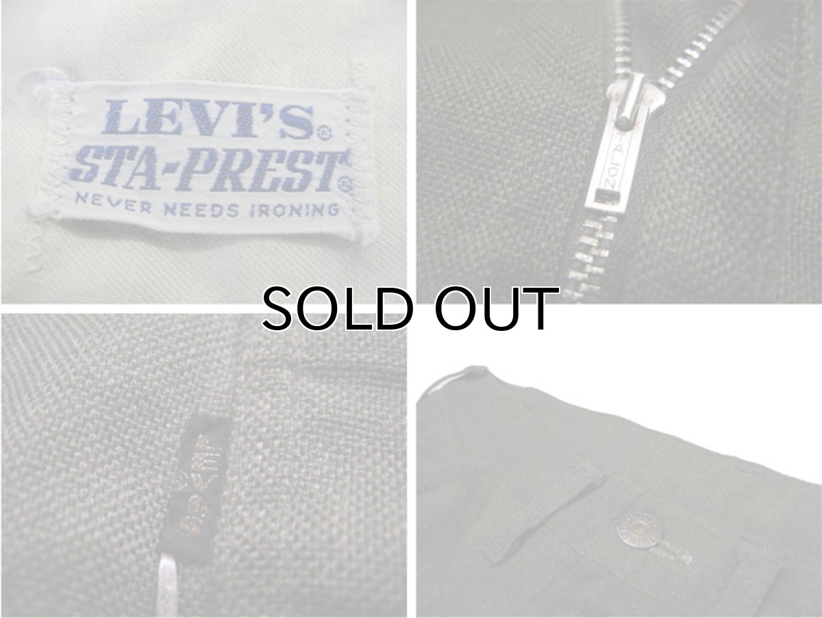 画像3: 1970's Levi's STA-PREST Tapered Bottoms "bigE"  color : OLIVE size w 34 inch  (表記 なし) (3)