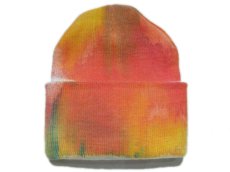 画像2: "MAGIO HEADWEAR" Painted Acryl Watch Cap　color : WHITE x Paint (2)