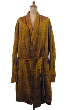 画像1: ~1970's "EL" OLD Europe Satin Dress Gown 　ORANGE (総柄)　size Free (表記 なし) (1)