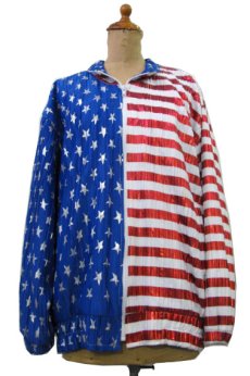 画像1: 1990's "Jacket by Design" Zip Up Jacket "American Flag"　WHITE / BLUE RED　size M位 (表記 不明) (1)