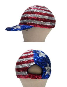 画像2: 1990's "US FLAG" Baseball Cap "スパンコール"　color : BLUE / RED / SYLVER (2)