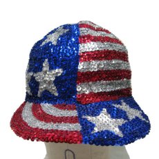 画像1: 1990's "US FLAG" Baseball Cap "スパンコール"　color : BLUE / RED / SYLVER (1)